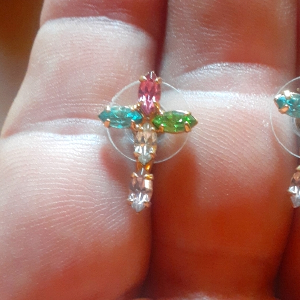 Multicolor Cross Earrings - image 2